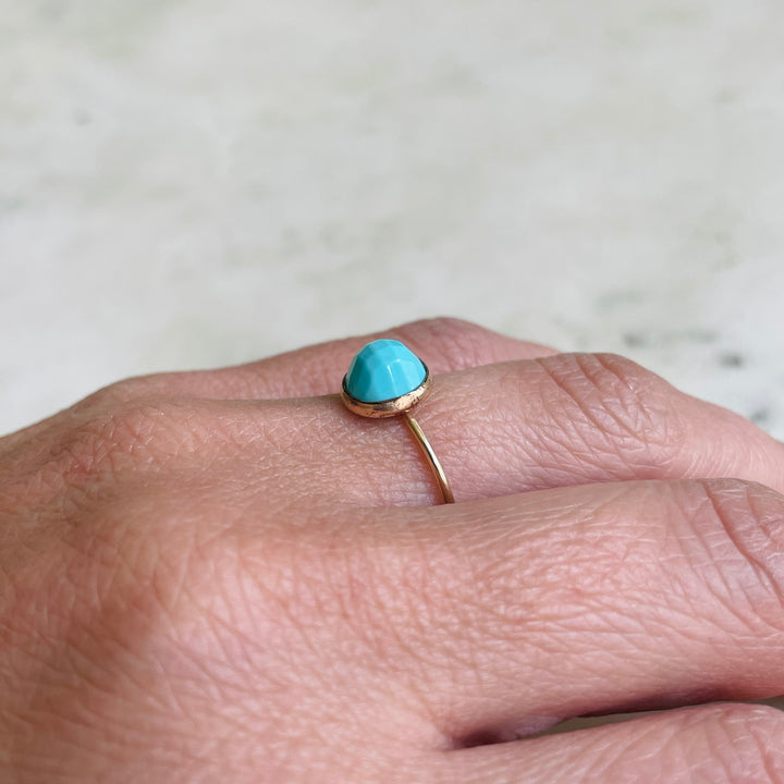 Size 7 Gold-Filled Ring With Faceted Turquoise Stone