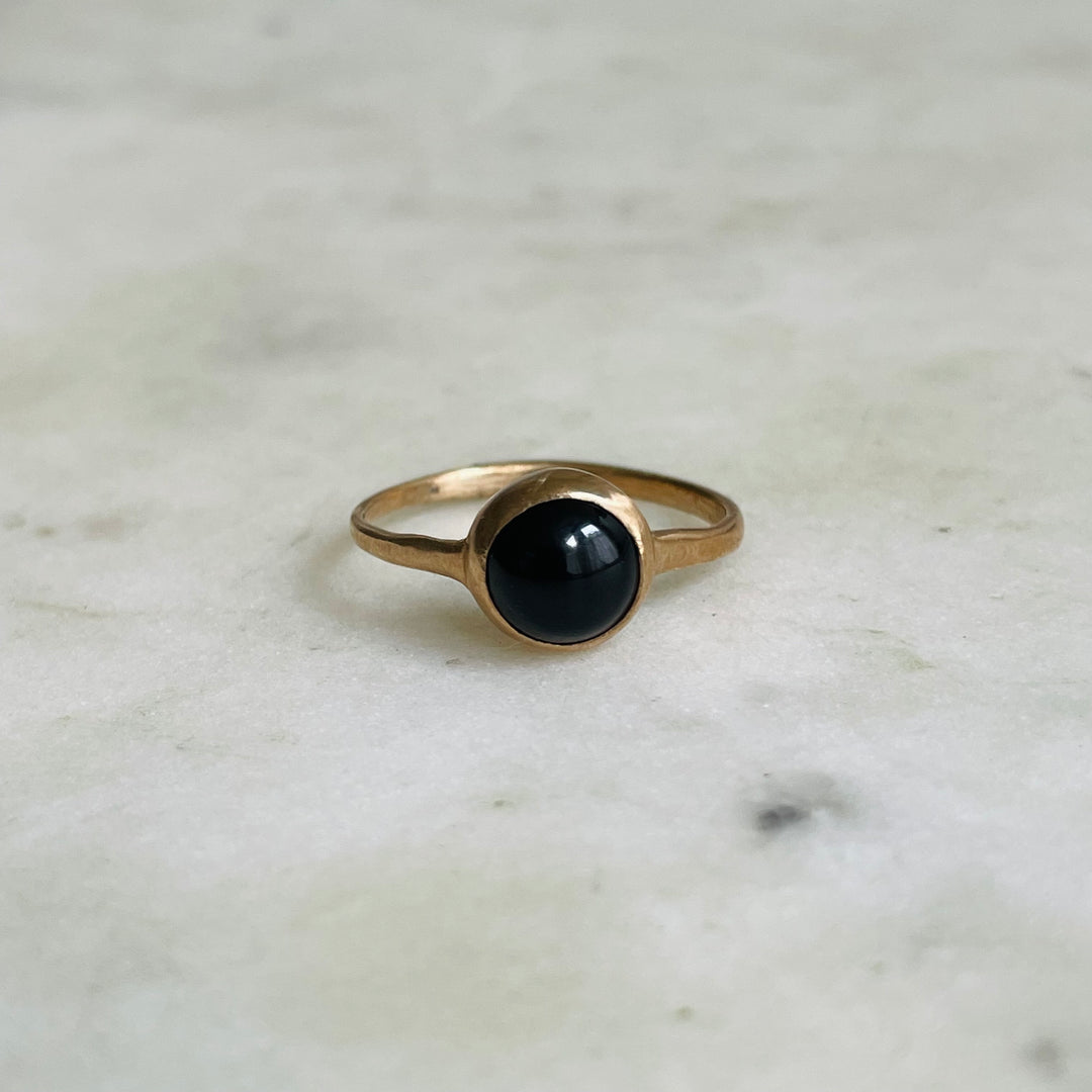 Size 8 Bronze Ring With Onyx Stone