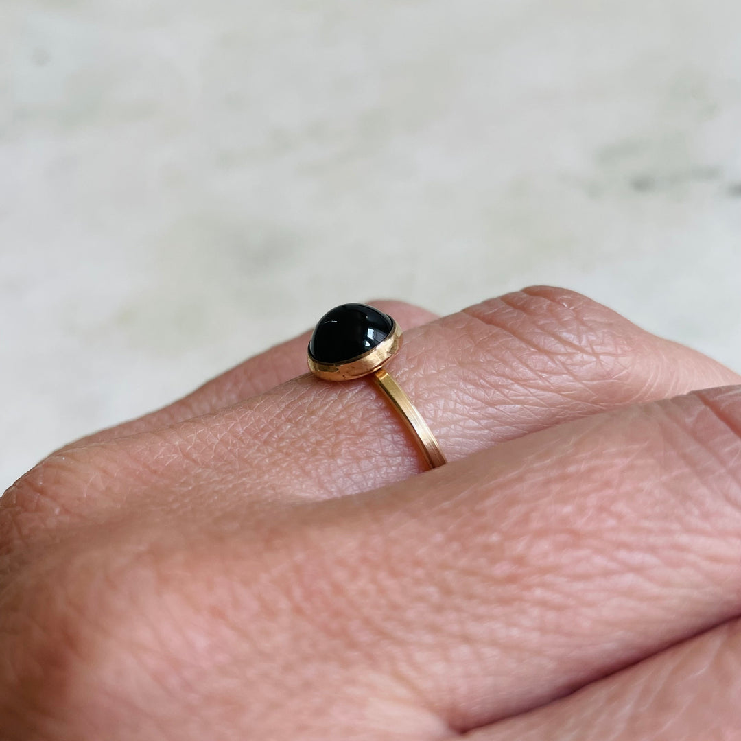 Size 6 Gold-Filled Ring With Onyx Stone