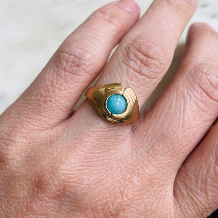 Size 6 Bronze Amazonite Stone Ring