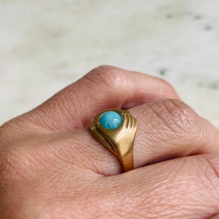 Size 6 Bronze Amazonite Stone Ring