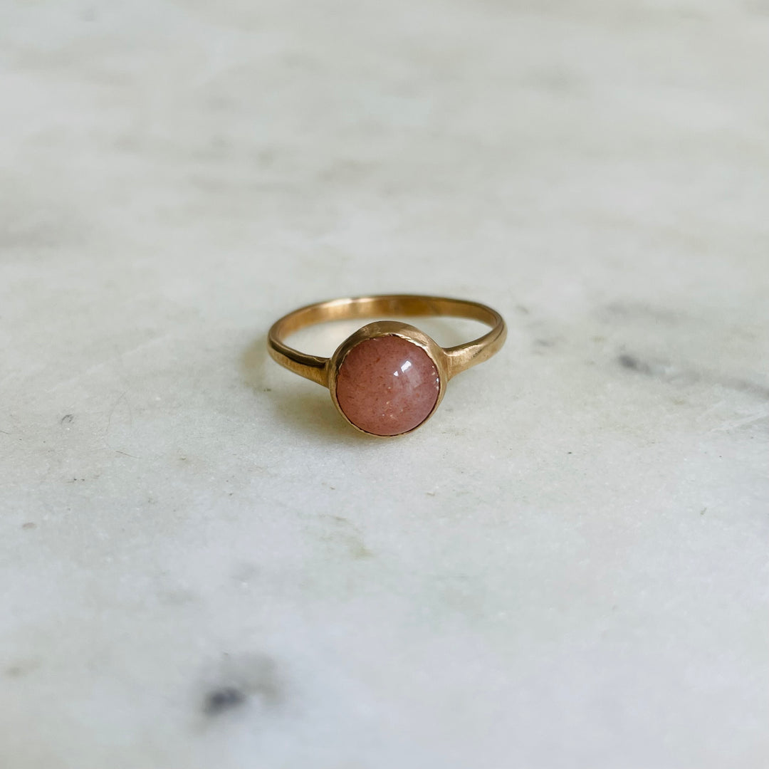 Size 8 Bronze Ring Set With A Sunstone