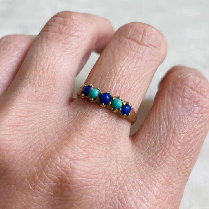 Size 7 Lapis And Turquoise Ring In Bronze