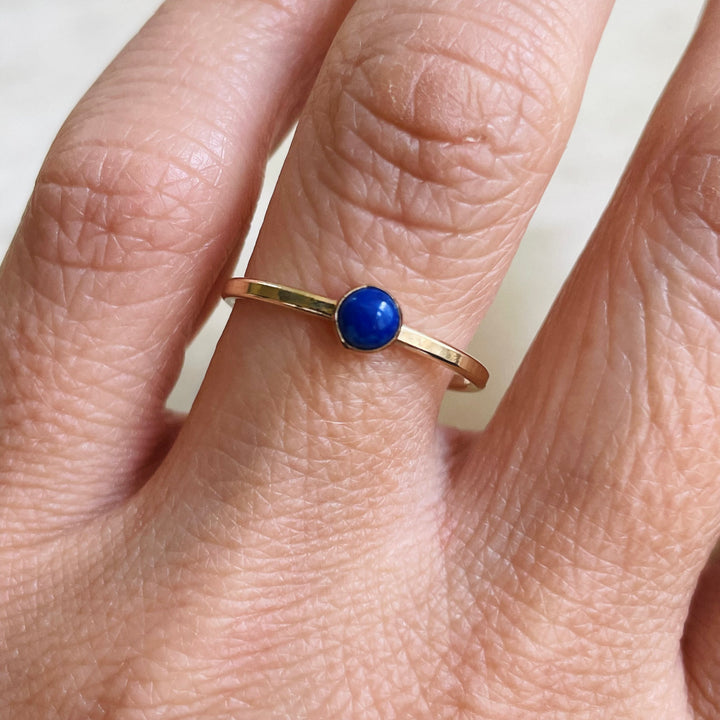 Size 7 Gold-Filled Ring With Lapis Stone
