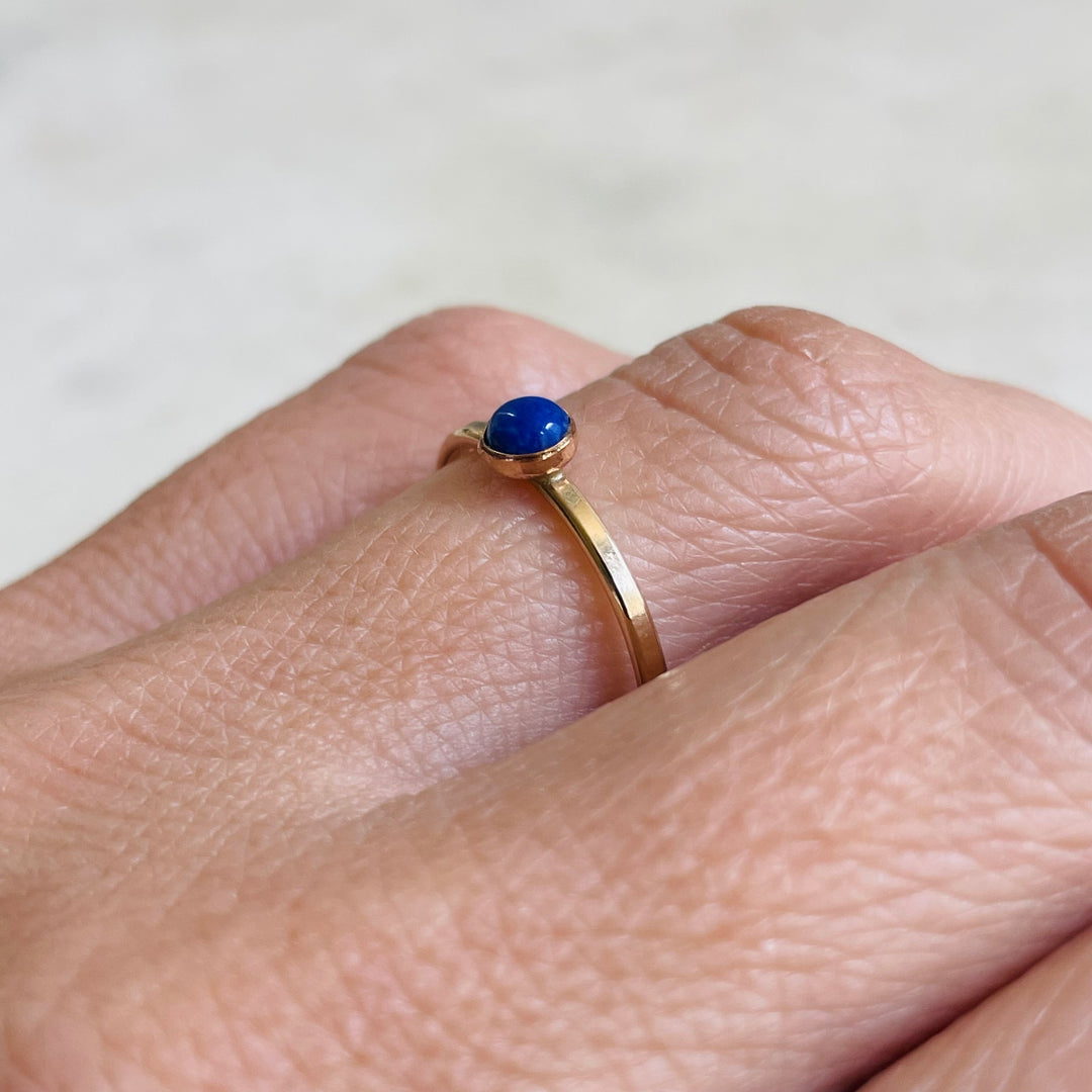 Size 7 Gold-Filled Ring With Lapis Stone
