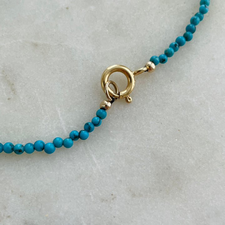 Natural Turquoise Beaded Necklace With Gold-Filled Clasp