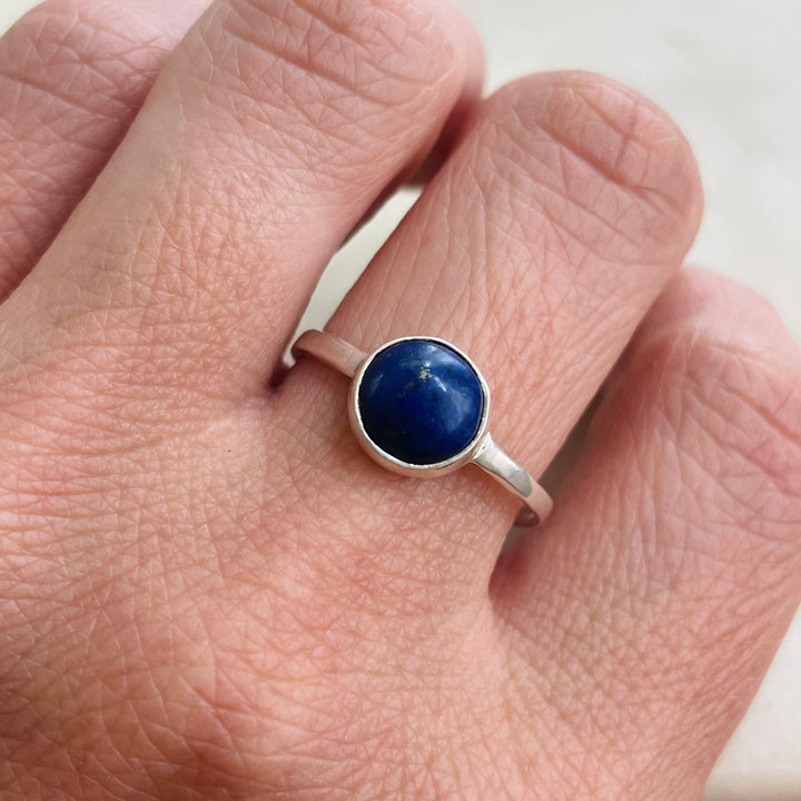 Size 10 Sterling Silver Ring With Lapis Stone
