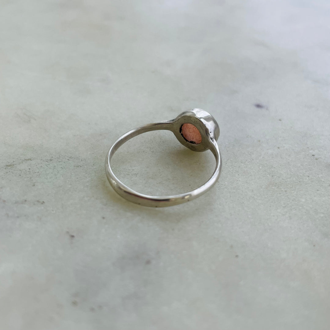 Size 8 Sterling Silver Ring Set With A Sunstone