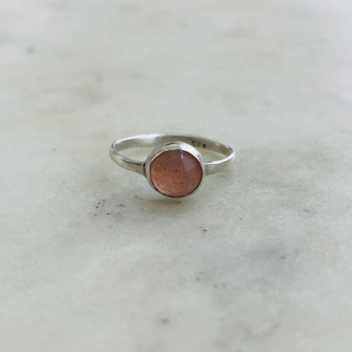 Size 8 Sterling Silver Ring Set With A Sunstone