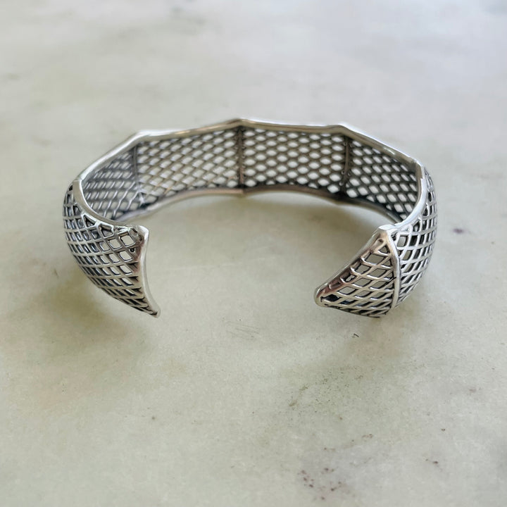 MIMOSA Handcrafted Hoop Net Bracelet In Sterling Silver