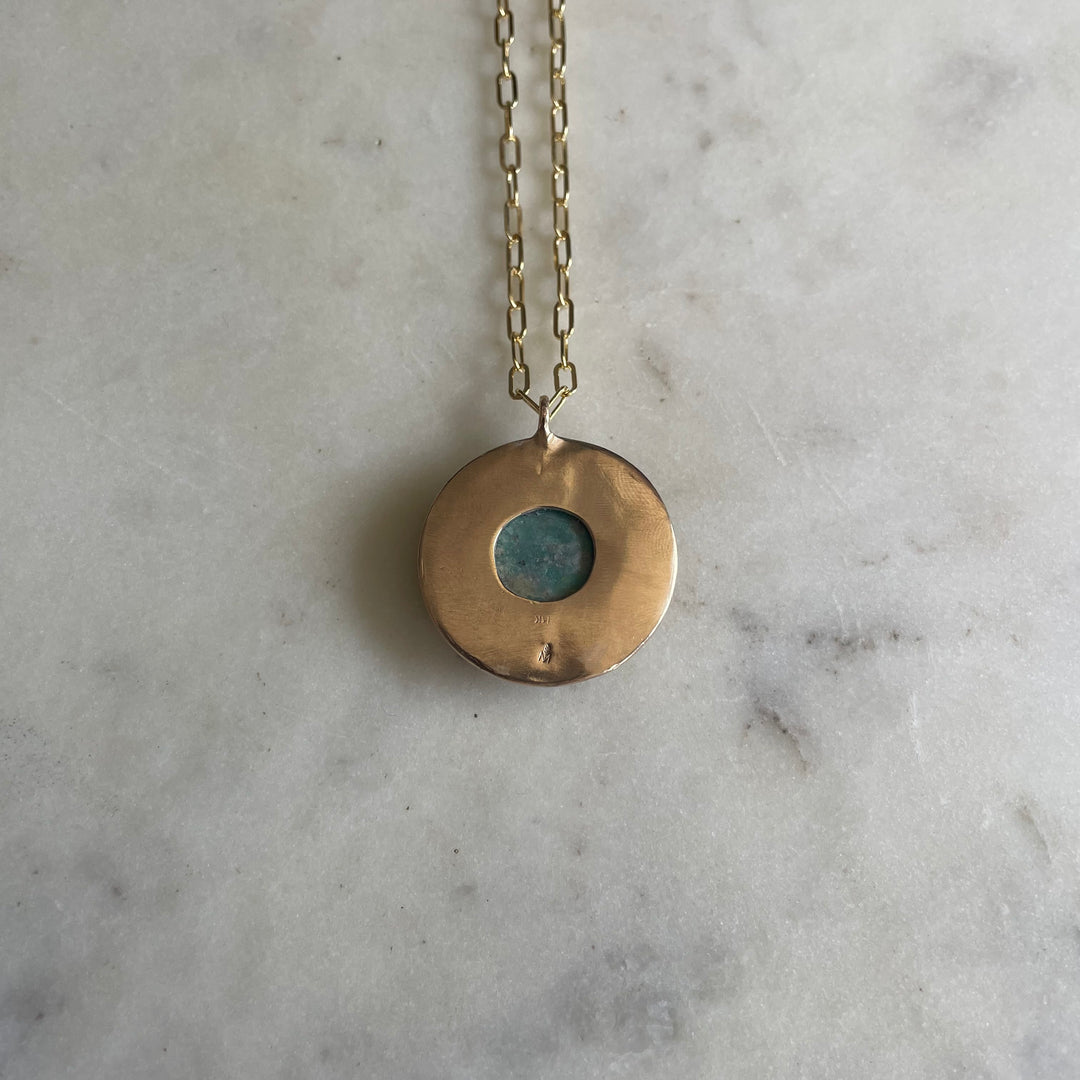 Large Gold Sunburst Necklace with Turquoise | MIMOSA Handcrafted