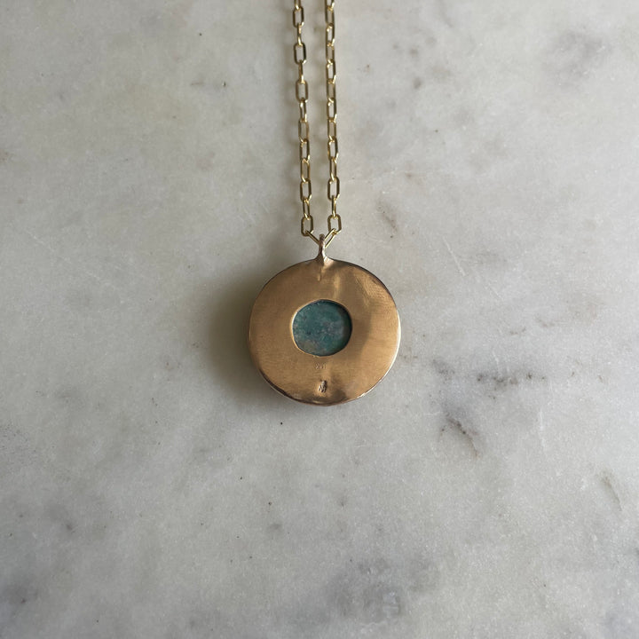 Large Gold Sunburst Necklace with Turquoise | MIMOSA Handcrafted