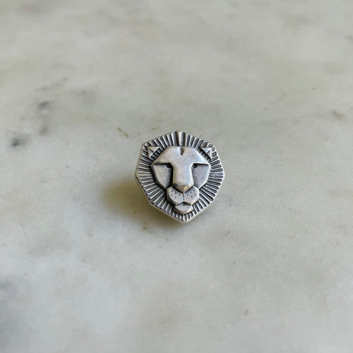 Handmade Sterling Silver Lion Head Tie and Lapel Pin
