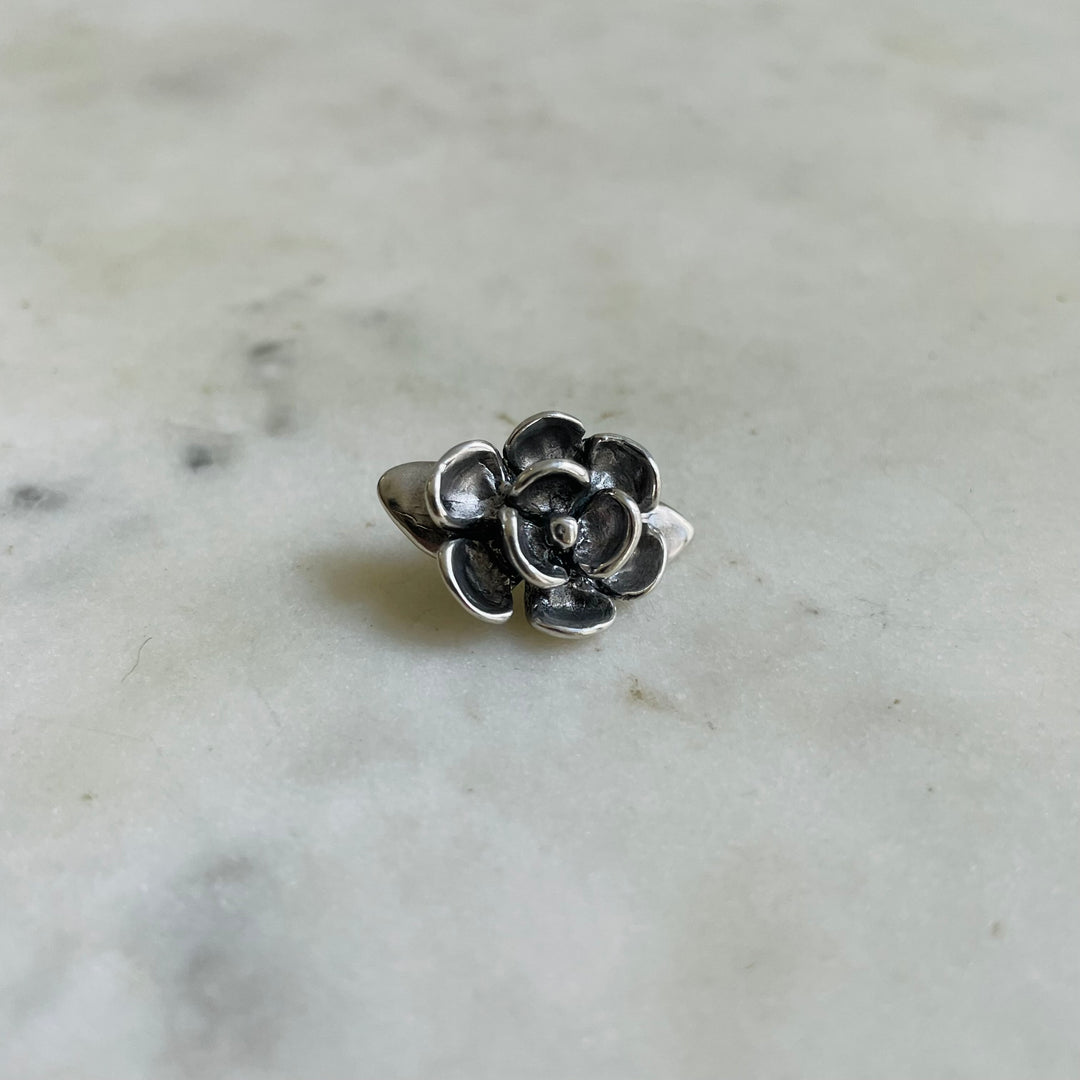 Handmade Sterling Silver Magnolia Flower Tie and Lapel Pin
