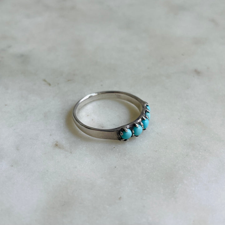 Handmade Sterling Silver 5 Turquoise Stone Margaret Ring