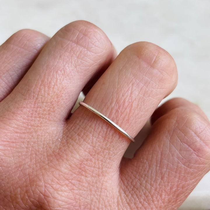 Woman Wearing Sterling Silver Tiny Ring