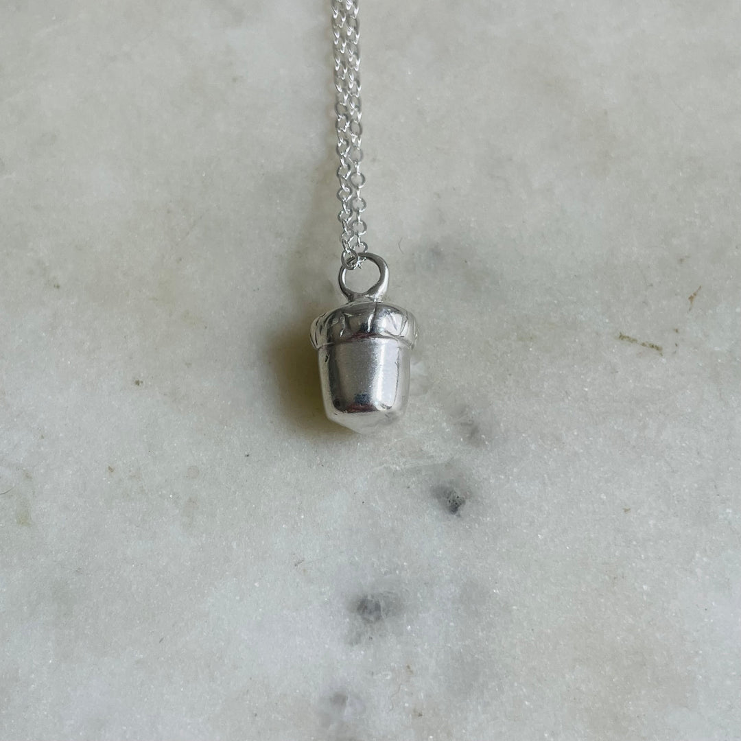 Handmade Sterling Silver Acorn Pendant Necklace