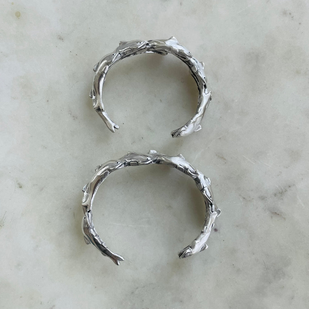 MIMOSA Handcrafted Catfish Bracelet In Sterling Silver Shown In Small And Medium Sizing