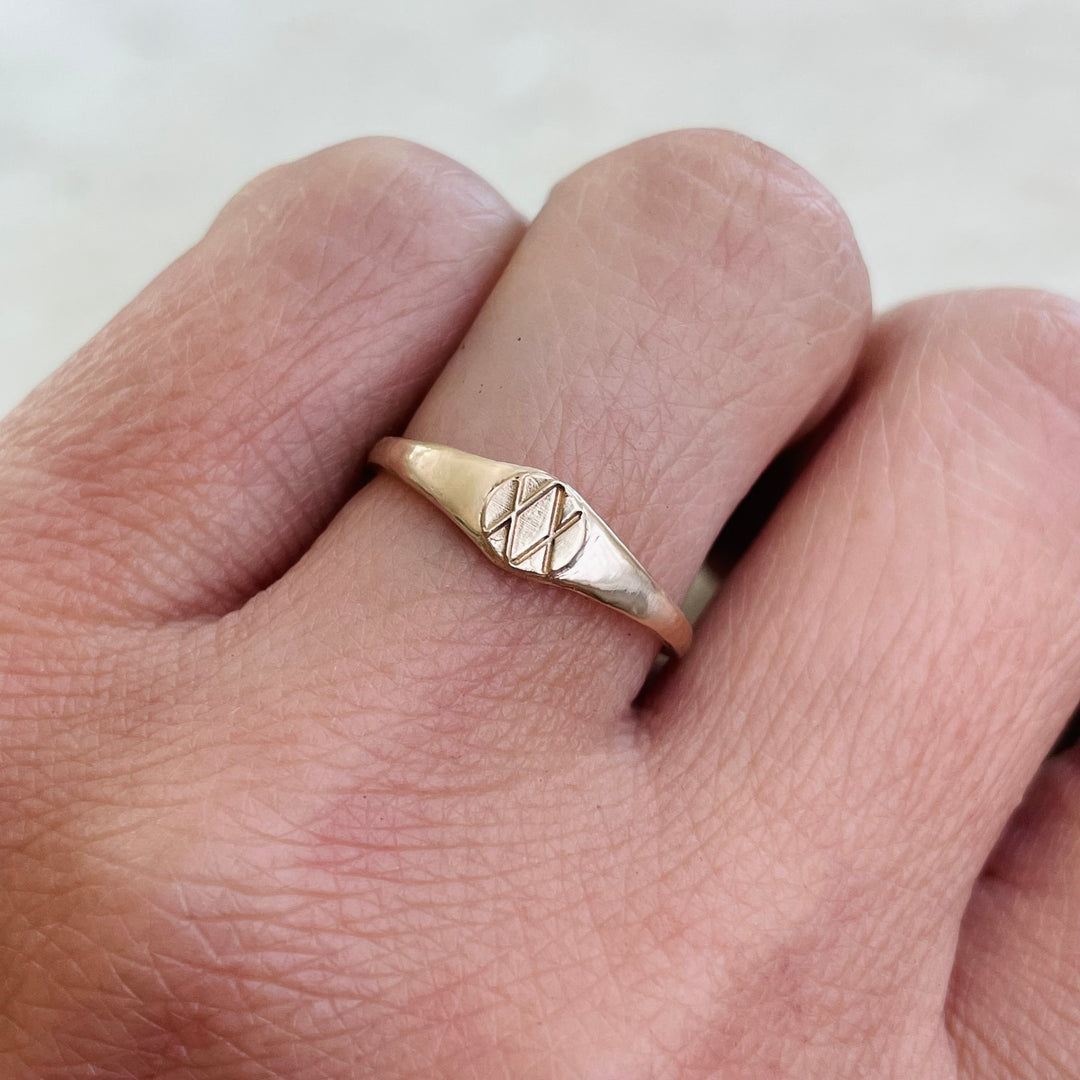 Woman Wears MIMOSA Handcrafted's Joy And Sorrow Ring In Bronze