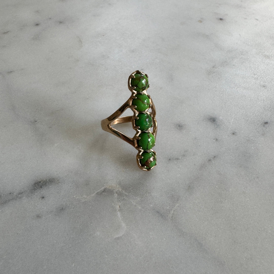 One Of A Kind Green Stone Ring Designed And Produced By Mimosa Handcrafted