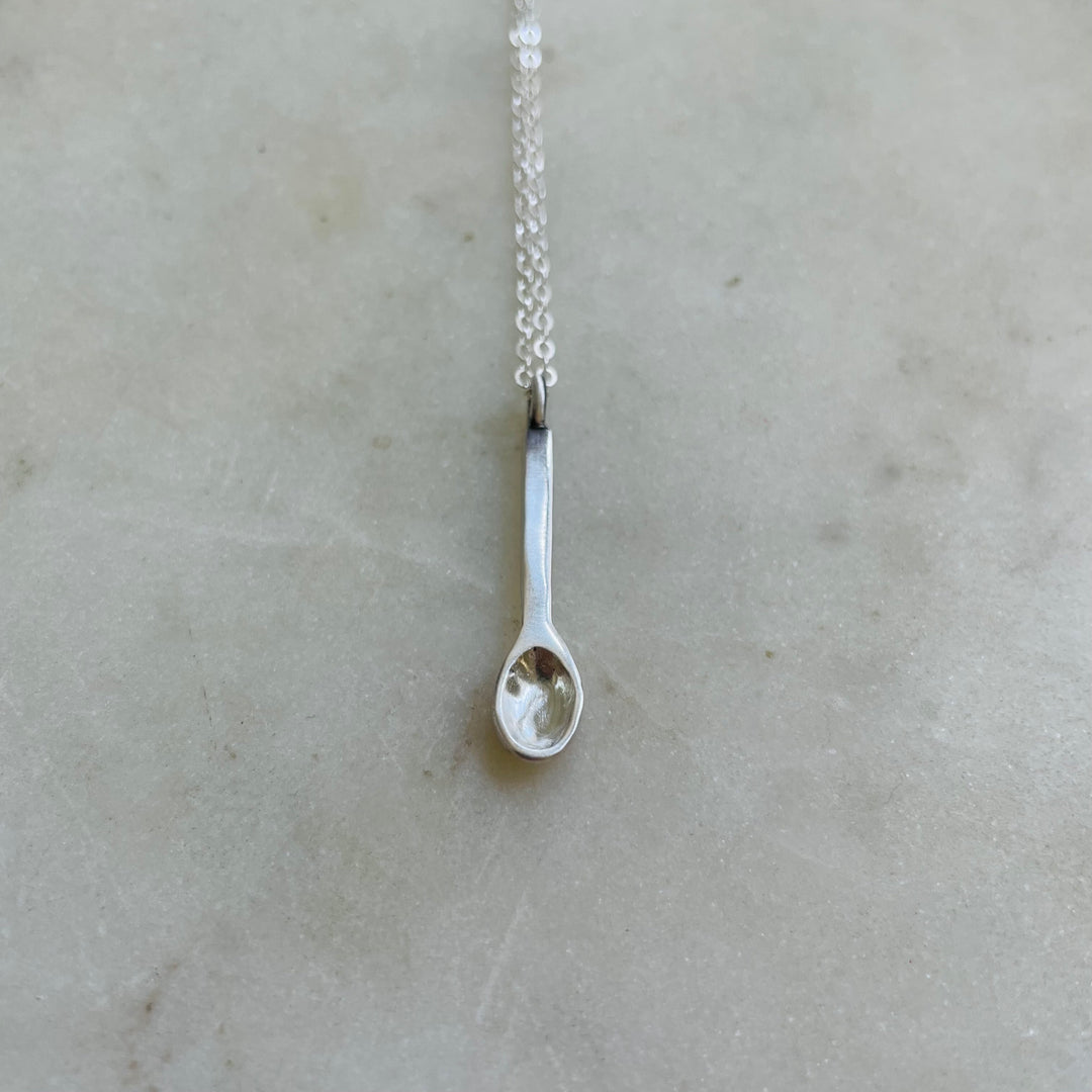 MIMOSA Handcrafted Sterling Silver Spoon Pendant On Sterling Silver Necklace Chain