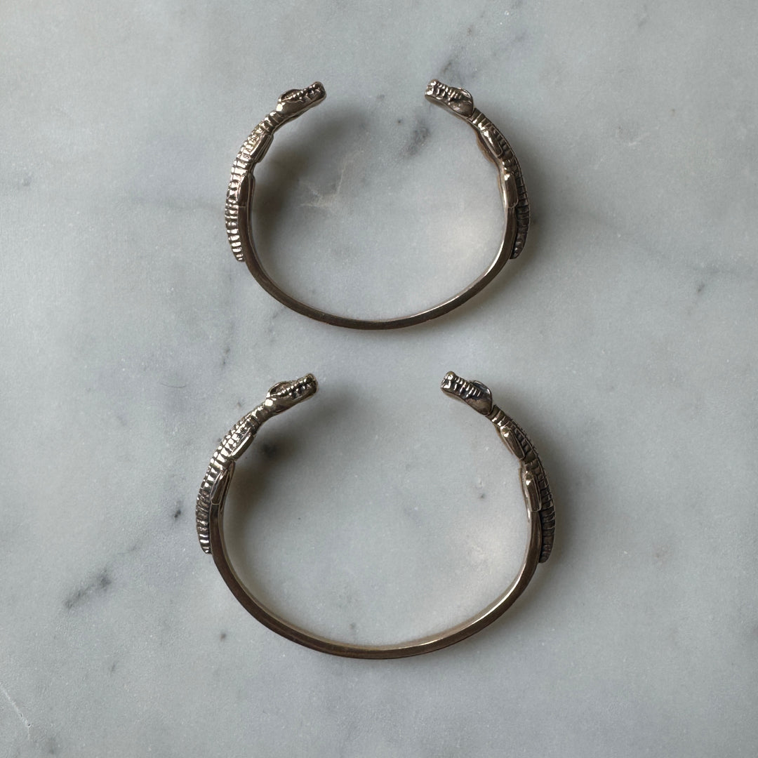 MIMOSA Handcrafted Bronze Alligator Bracelet sizes Small and Medium shown 