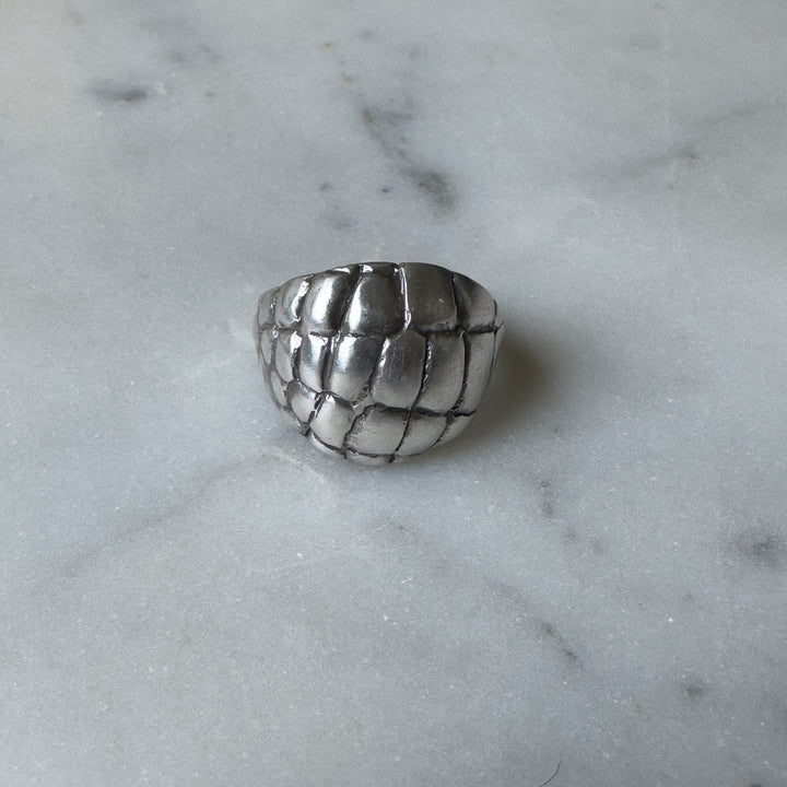 Handmade Sterling Silver Alligator Skin Ring