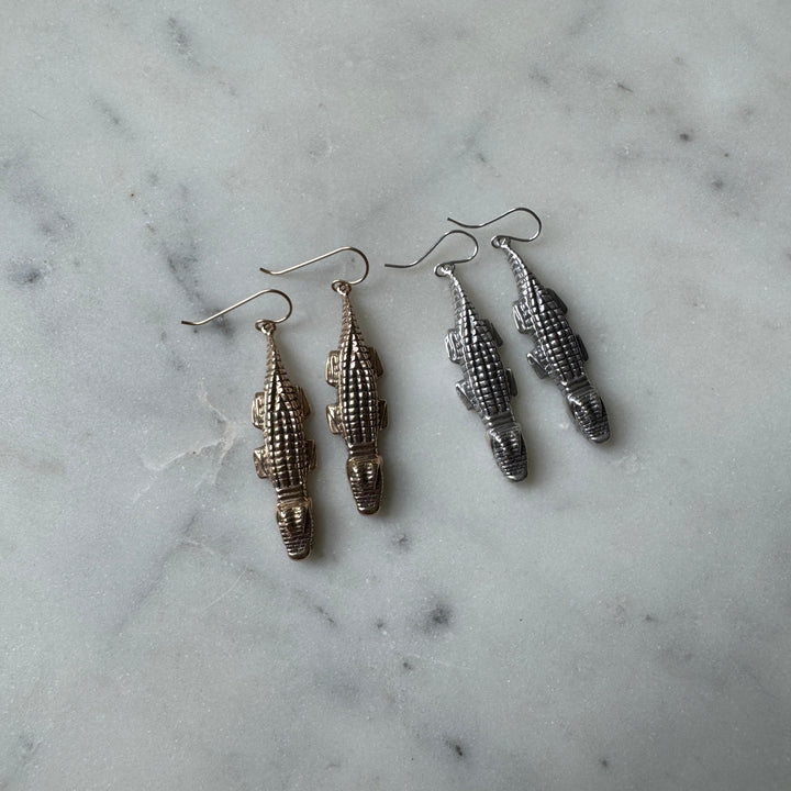 Handmade Sterling Silver Alligator Earrings