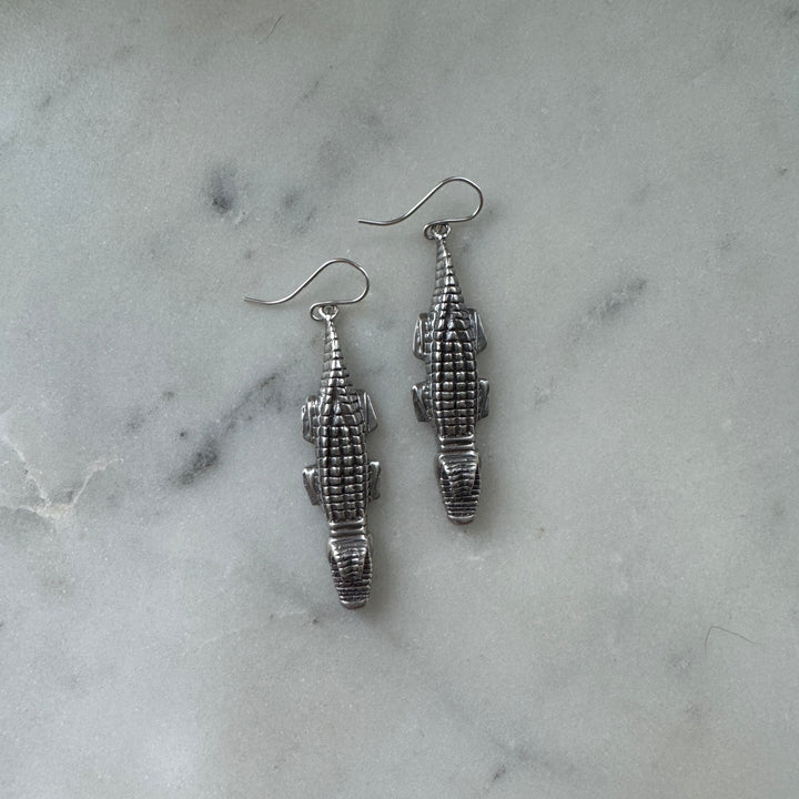Handmade Sterling Silver Alligator Earrings