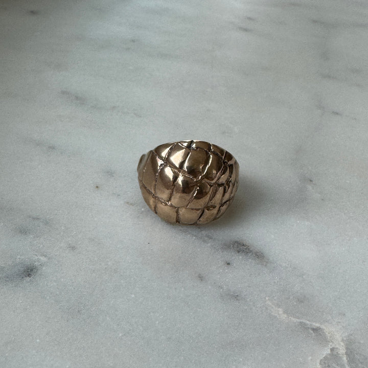Handmade Bronze Alligator Skin Ring