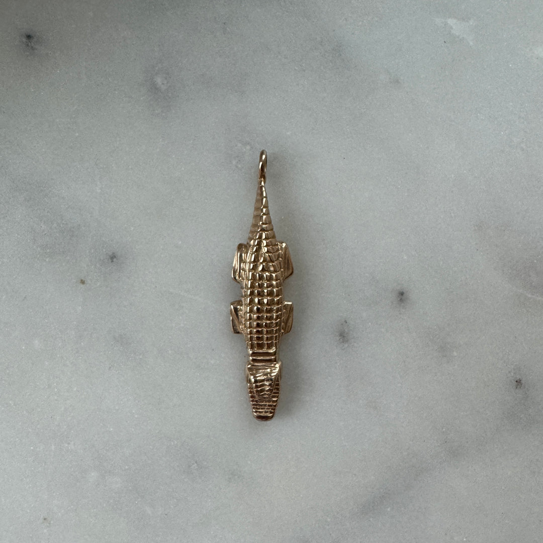 Handmade Bronze Alligator Pendant