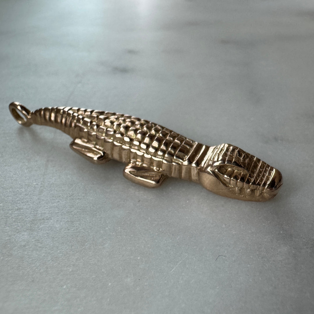 Handmade Bronze Alligator Pendant