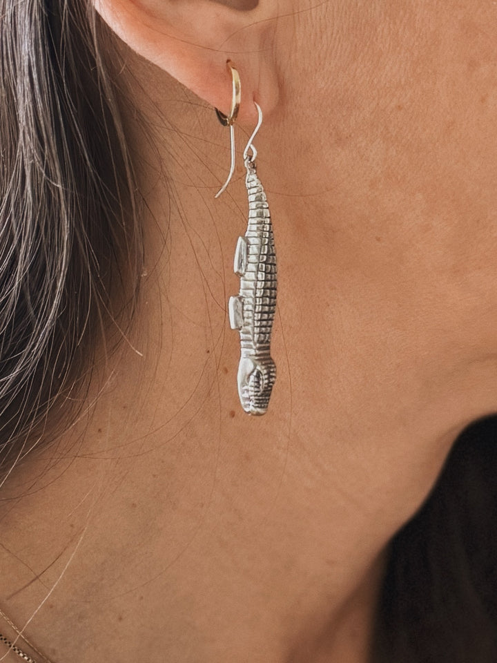 Handmade Sterling Silver Alligator Earrings