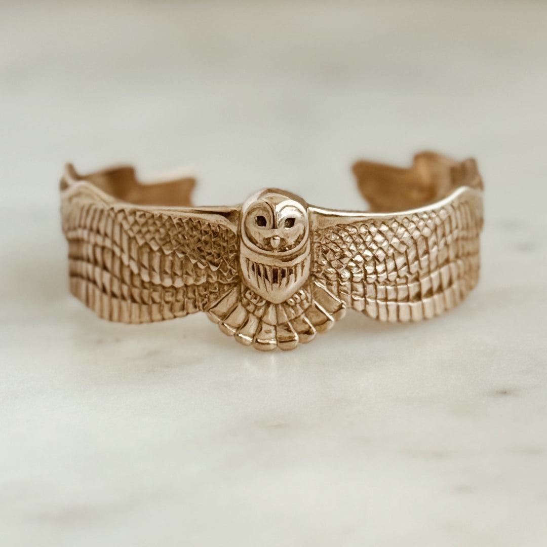 The MIMOSA Handcrafted Owl Cuff in Bronze