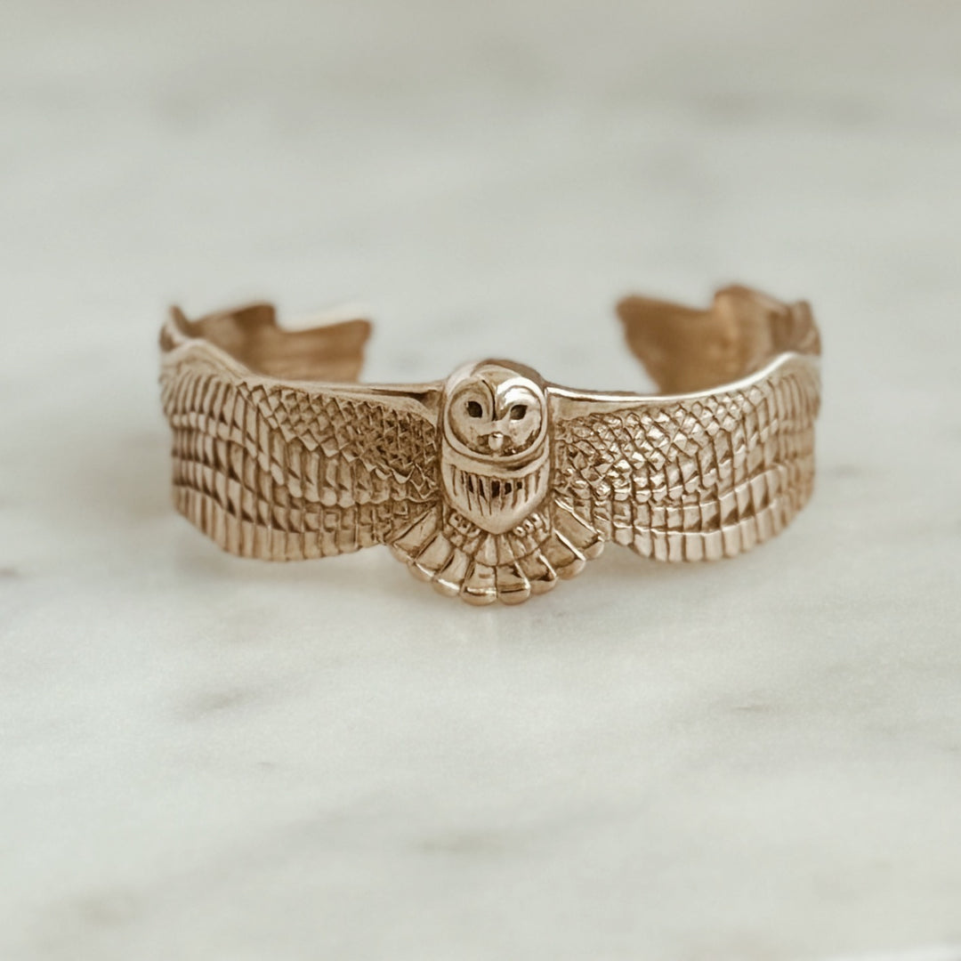 The MIMOSA Handcrafted Owl Cuff in Bronze