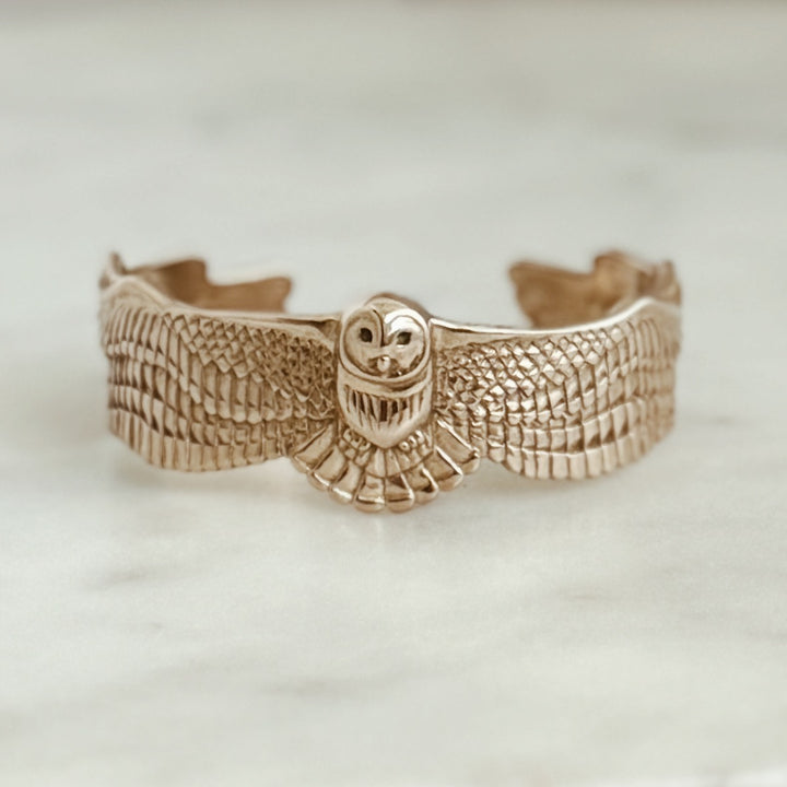 The MIMOSA Handcrafted Owl Cuff in Bronze