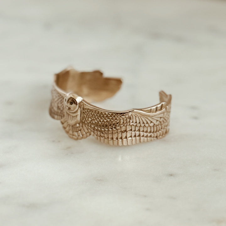 The MIMOSA Handcrafted Owl Cuff in Bronze