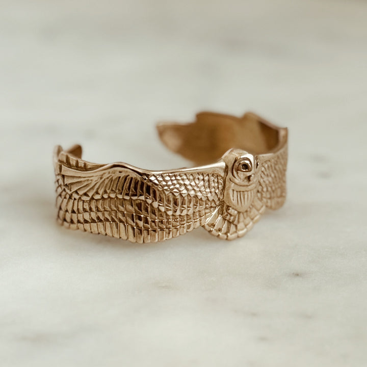 The MIMOSA Handcrafted Owl Cuff in Bronze