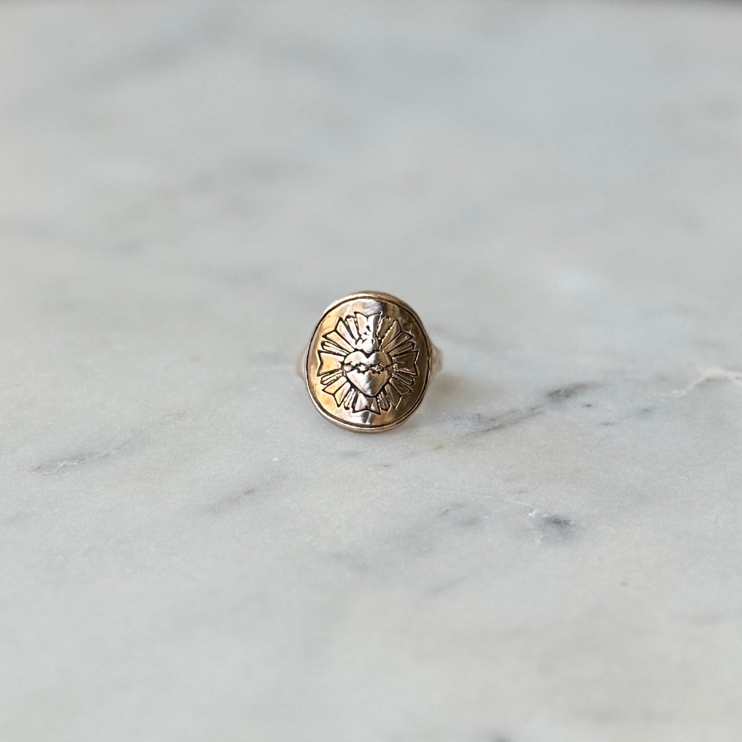 Bronze Sacred Heart Ring from MIMOSA Handcrafted
