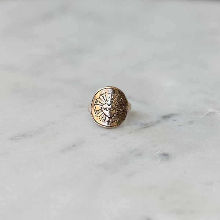 Bronze Sacred Heart Ring from MIMOSA Handcrafted