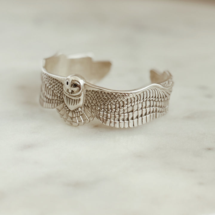 The MIMOSA Handcrafted Owl Cuff in Sterling Silver