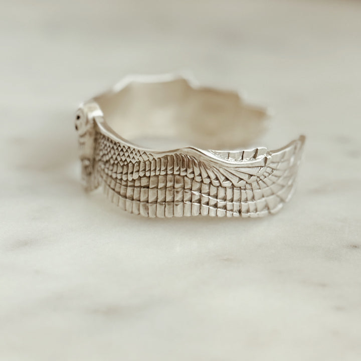 The MIMOSA Handcrafted Owl Cuff in Sterling Silver