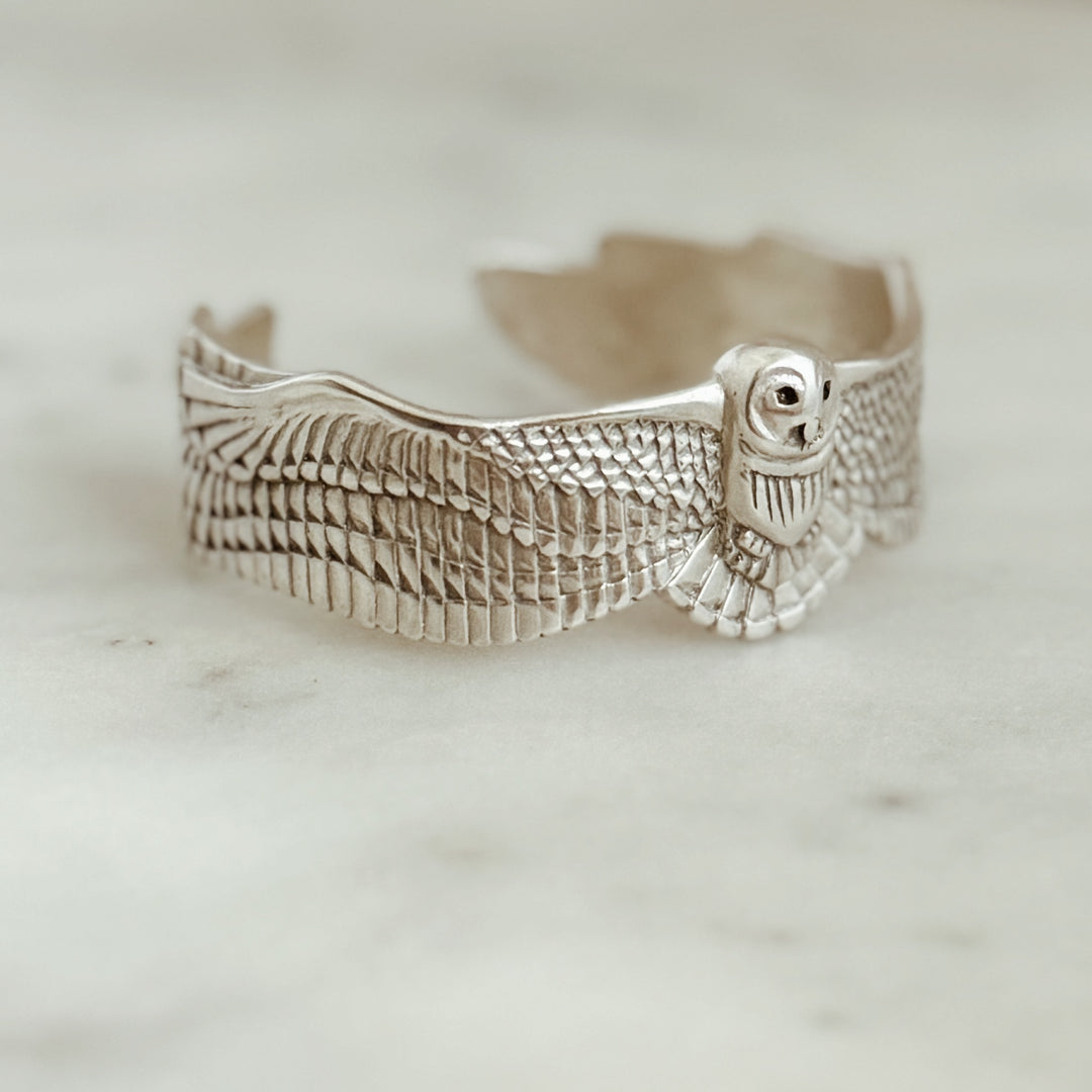 The MIMOSA Handcrafted Owl Cuff in Sterling Silver