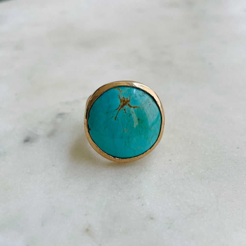 MIMOSA Handcrafted Bronze Mother Tree Ring with Turquoise
