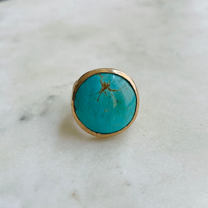 MIMOSA Handcrafted Bronze Mother Tree Ring with Turquoise