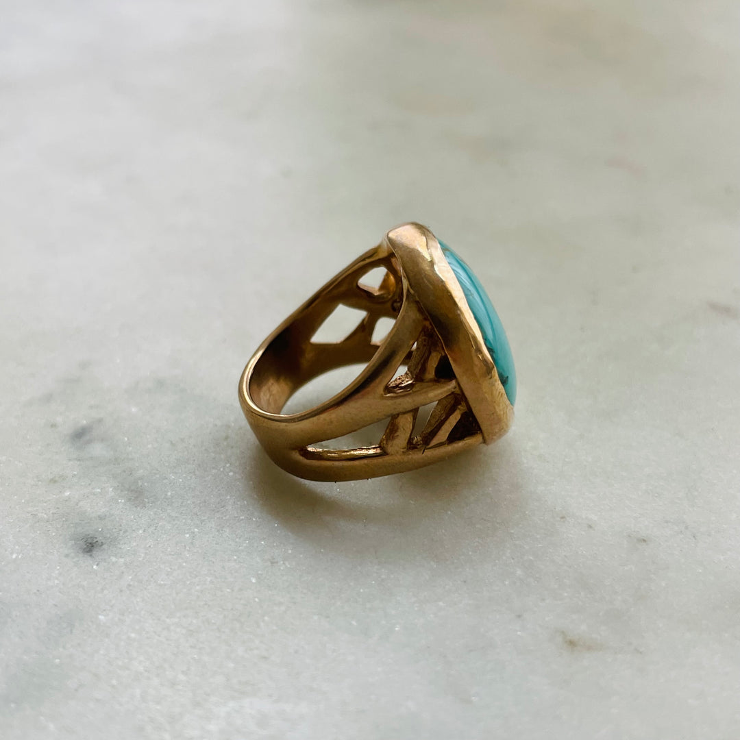 MIMOSA Handcrafted Bronze Mother Tree Ring with Turquoise