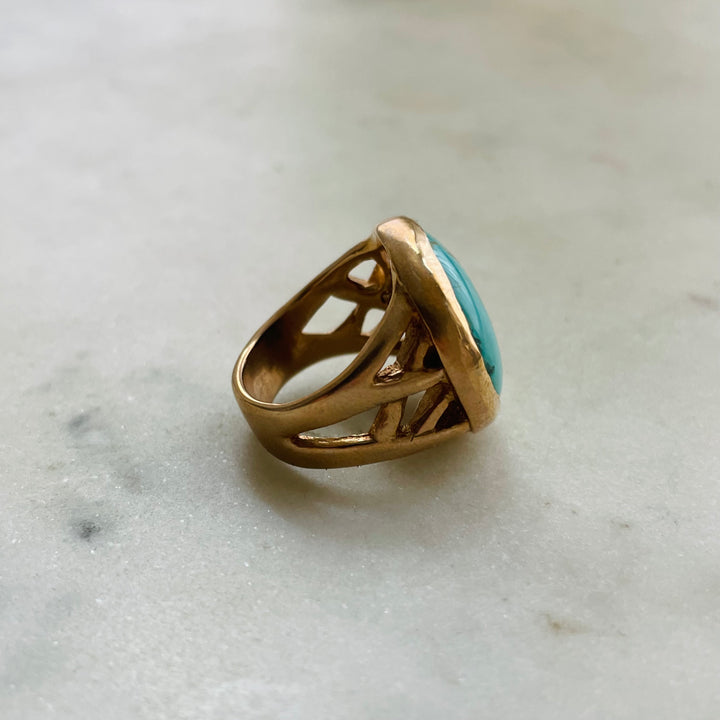 MIMOSA Handcrafted Bronze Mother Tree Ring with Turquoise