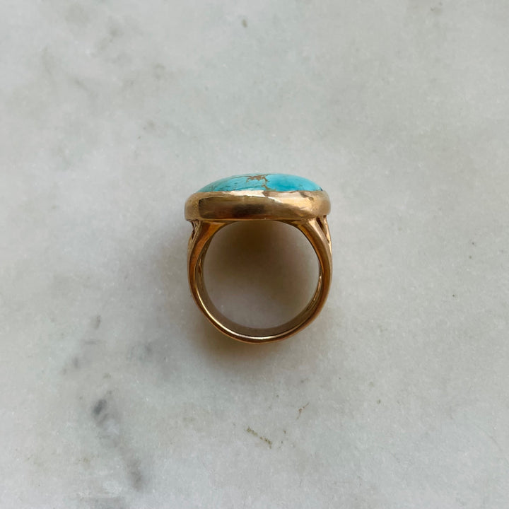 MIMOSA Handcrafted Bronze Mother Tree Ring with Turquoise