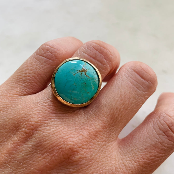 MIMOSA Handcrafted Bronze Mother Tree Ring with Turquoise