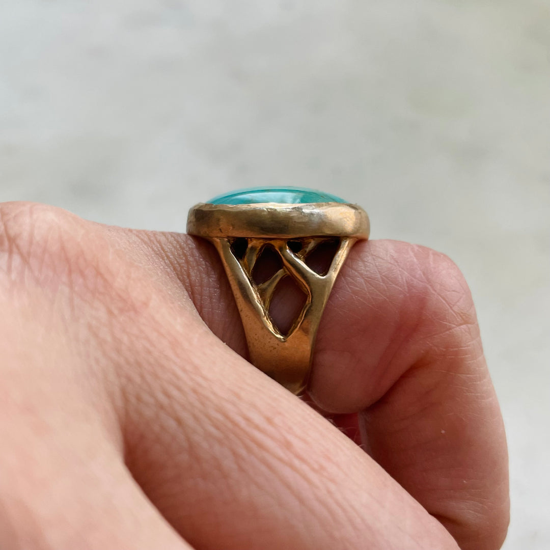 MIMOSA Handcrafted Bronze Mother Tree Ring with Turquoise